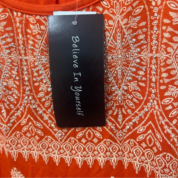 Ladies Orange Sleeveless Top BLEU with bling XL NWT - Picture 5 of 8